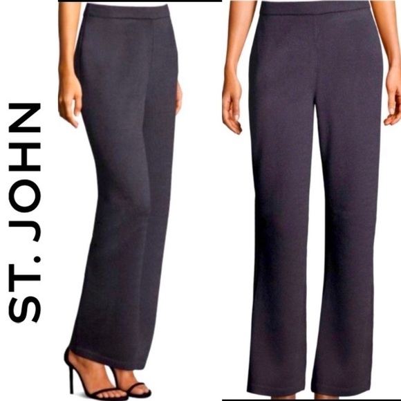 St. John Santana Knit Classic Pull On Trouser Pants - Picture 1 of 7